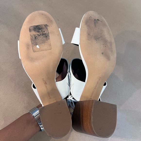 REBECCA MINKOFF Women's Sahara Shiny Calf Christy Heeled Sandals White US 11 M - Picture 8 of 12